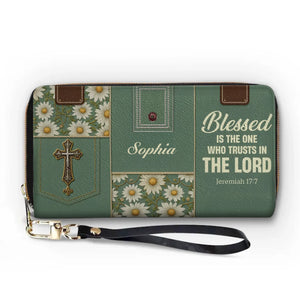 Blessed Is The One Who Trusts In The Lord - Personalized Custom Leather Long Wallet - Christian Gifts For All Believers, Jesus Lovers