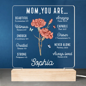 A Woman Of God, A Heart Of Strength - Personalized Custom Shaped Acrylic LED Light - Christian Gifts For All Believers, Jesus Lovers