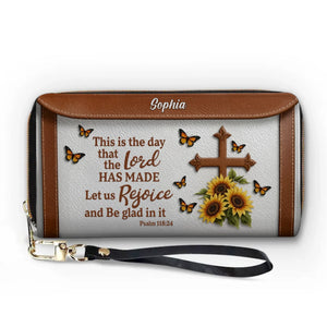 This Is The Day That The Lord Has Made - Personalized Custom Leather Long Wallet - Christian Gifts For All Believers, Jesus Lovers