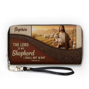 The Lord Is My Shepherd I Shall Not Want - Personalized Custom Leather Long Wallet - Christian Gifts For All Believers, Jesus Lovers