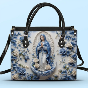 Gentle Mother, Mighty Protector - Leather Handbag - Catholic Gifts For All Believers