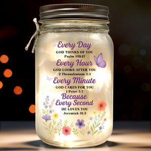 Every Hour God Looks After You - Mason Jar Light - Christian Gifts For All Believers, Jesus Lovers