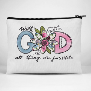 With God All Things Are Possible - Personalized Custom Cosmetic Bag - Christian Gifts For All Believers, Jesus Lovers