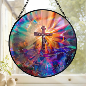 In His Love, I Find My Strength - Stained Glass Window Hanging Suncatcher - Christian Gifts For All Believers, Jesus Lovers