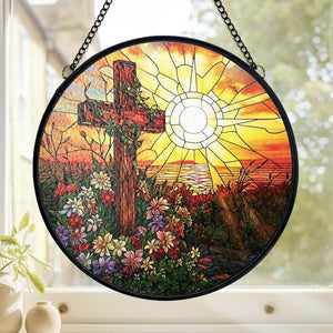 Forever Grateful For His Love - Stained Glass Window Hanging Suncatcher - Christian Gifts For All Believers, Jesus Lovers