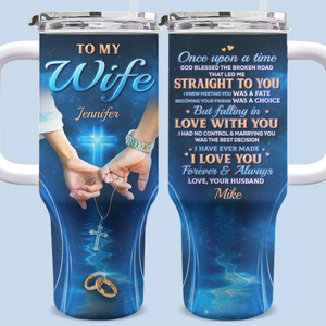 Custom 40 Oz Stainless Steel Tumbler With Handle - Personalized Christian Gifts For All Believers - Once Upon A Time
