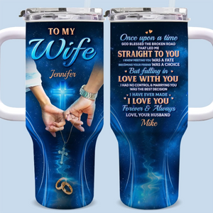 Custom 40 Oz Stainless Steel Tumbler With Handle - Personalized Christian Gifts For All Believers - Once Upon A Time