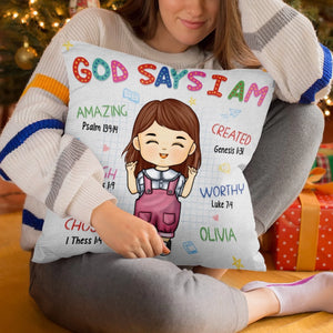 Custom Kid Pillow - Personalized Christian Gifts For All Believers - God Says I Am Amazing