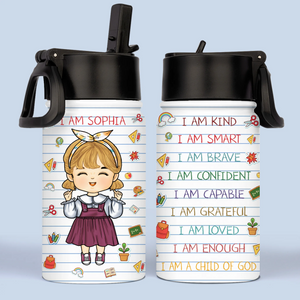 Custom Kid Water Bottle - Personalized Back To School Christian Gifts For Kids - Powered By Prayer & Pencils