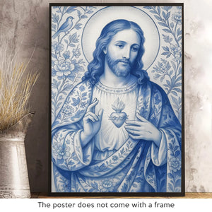 Wowblessing Vertical Poster - Christian Gifts For All Believers, Jesus Lovers - Heart Of Mercy, Flame Of Love