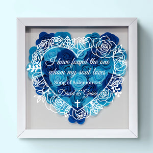 Wowblessing Custom Flower Shadow Box - Personalized Anniversary Wedding Gifts For Husband And Wife, Him And Her, All Believers - Found The One Whom My Soul Loves