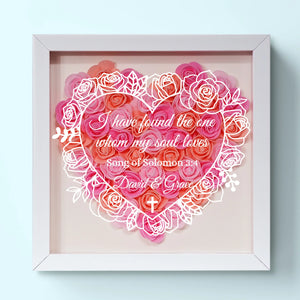 Wowblessing Custom Flower Shadow Box - Personalized Anniversary Wedding Gifts For Husband And Wife, Him And Her, All Believers - Found The One Whom My Soul Loves