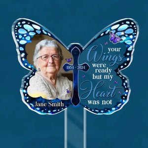 Custom Photo Your Memory Is A Treasure - Memorial Personalized Custom Stain Glass Style Acrylic Garden Stake - Sympathy Gift For Family Members