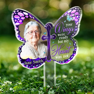 Custom Photo Your Memory Is A Treasure - Memorial Personalized Custom Stain Glass Style Acrylic Garden Stake - Sympathy Gift For Family Members