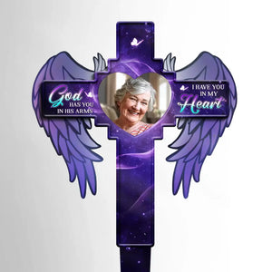 Custom Photo Your Light Will Always Shine In Our Hearts - Memorial Personalized Custom Stain Glass Style Acrylic Garden Stake - Sympathy Gift For Family Members