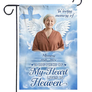 Custom Photo A Big Piece Of My Heart Lives In Heaven - Memorial Personalized Custom Flag - Sympathy Gift For Family Members