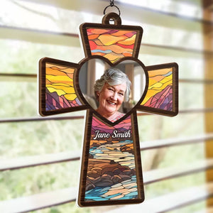 Custom Photo God Has You In His Keeping - Memorial Personalized Window Hanging Suncatcher - Sympathy Gift For Family Members