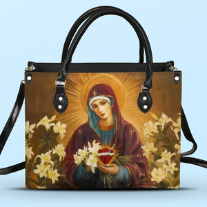 Blessed Mother, Guide My Heart - Leather Handbag - Catholic Gifts For All Believers