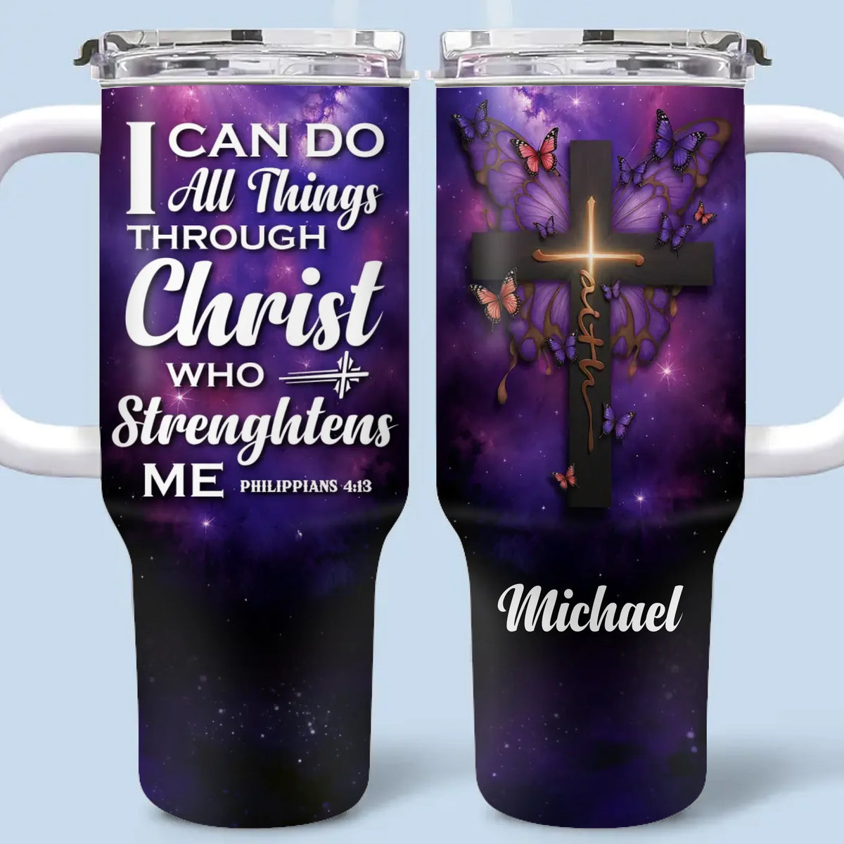 No One Loves Like Jesus - Personalized Custom 40 Oz Stainless Steel Tumbler With Handle - Christian Gifts For All Believers, Jesus Lovers