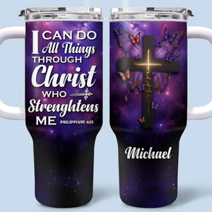 No One Loves Like Jesus - Personalized Custom 40 Oz Stainless Steel Tumbler With Handle - Christian Gifts For All Believers, Jesus Lovers