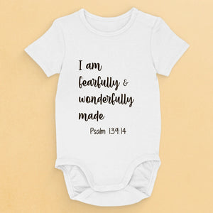 I Am Fearfully And Wonderfully Made - Baby Onesie - Christian Gifts For All Believers, Jesus Lovers, Baby Kids, Newborn Baby