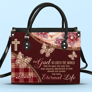 God So Loved The World - Personalized Custom Leather Handbag - Christian Gifts For All Believers, Jesus Lovers