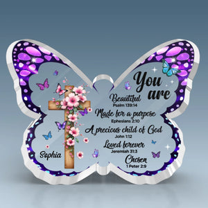 You Are A Precious Child Of God - Personalized Custom Butterfly Shaped Acrylic Plaque - Christian Gifts For All Believers, Jesus Lovers