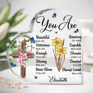 You Are Victorious - Personalized Custom Heart Shaped Acrylic Plaque - Christian Gifts For All Believers, Jesus Lovers