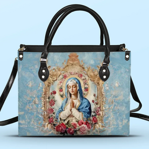 Under Your Mantle, I Find Peace - Leather Handbag - Catholic Gifts For All Believers