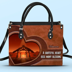 A Grateful Heart Sees Many Blessing - Personalized Custom Leather Handbag - Christian Gifts For All Believers, Jesus Lovers