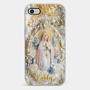 In Mary’s Embrace, We Find Comfort And Peace - Personalized Custom Clear Phone Case - Catholic Gifts For All Believers