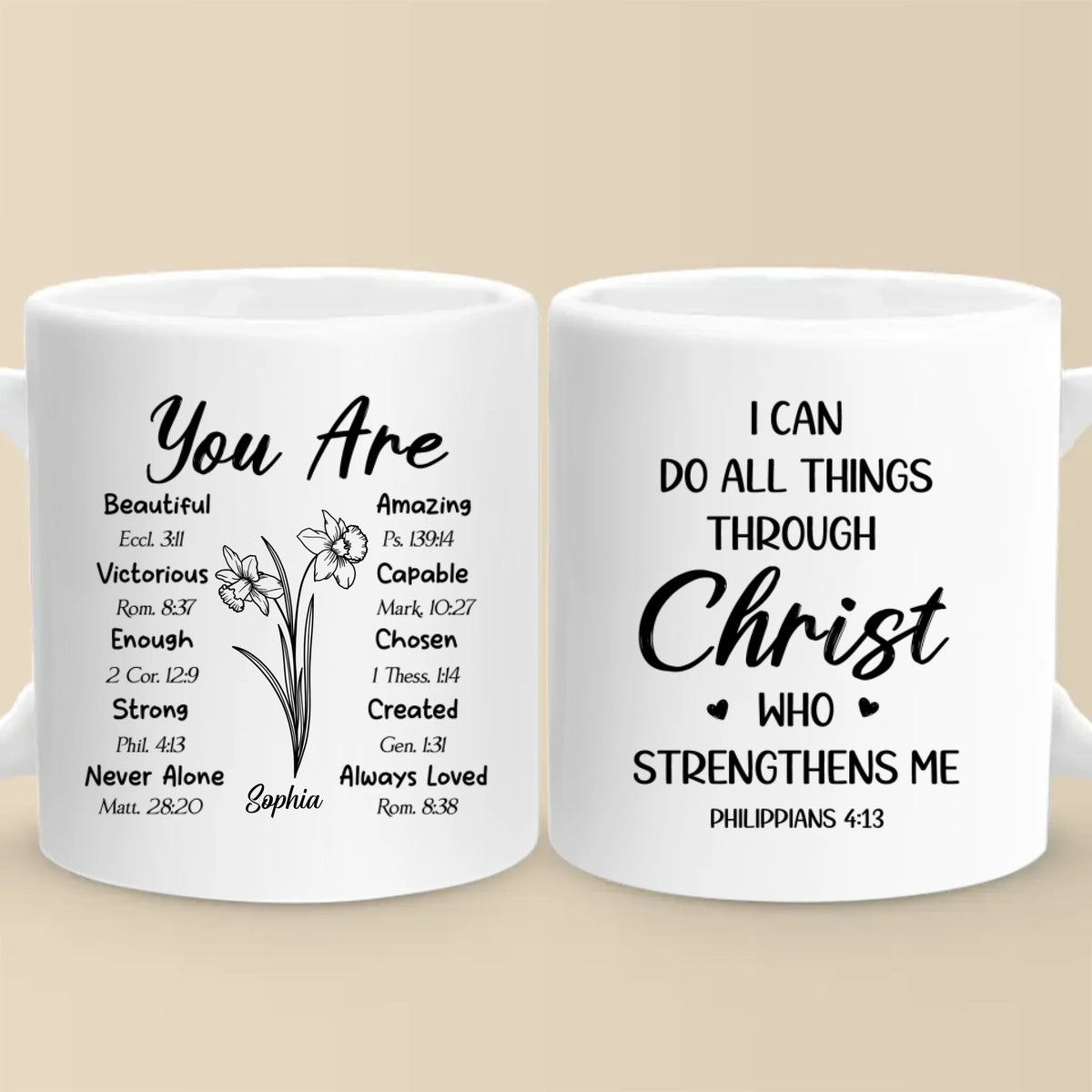 Christ Is My Strength - Personalized Custom Mug - Christian Gifts For All Believers, Jesus Lovers