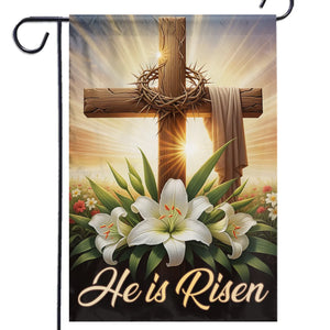 He Is Risen, Let Your Faith Shine - House Flag, Garden Flag - Christian Gifts For All Believers, Jesus Lovers