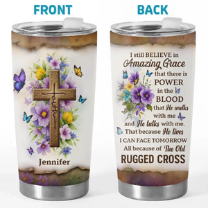 Saved By Grace, Strengthened By Faith - Personalized Custom Tumbler - Christian Gifts For All Believers, Jesus Lovers