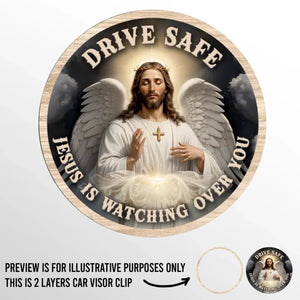 Jesus Is Watching Over You - Car Visor Clip - Christian Gifts For All Believers, Jesus Lovers