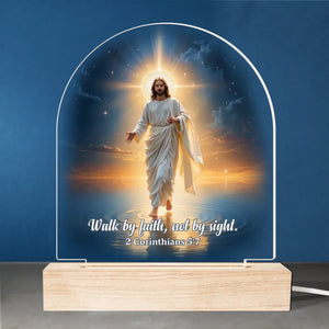 Step Forward In Faith - Shaped Acrylic LED Light - Christian Gifts For All Believers, Jesus Lovers