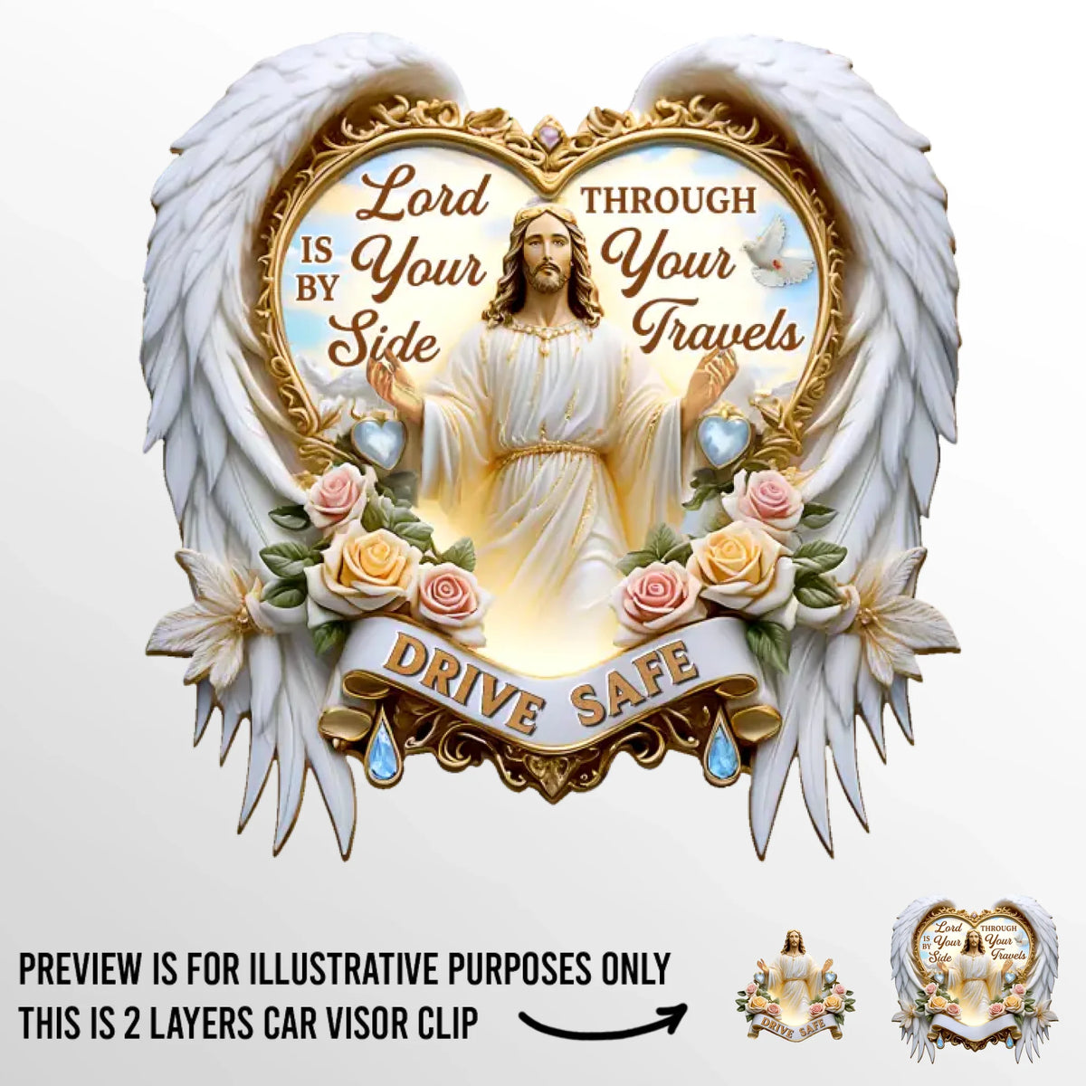 Lord Is By Your Side Through Your Travels - Personalized Custom Car Visor Clip - Christian Gifts For All Believers, Jesus Lovers