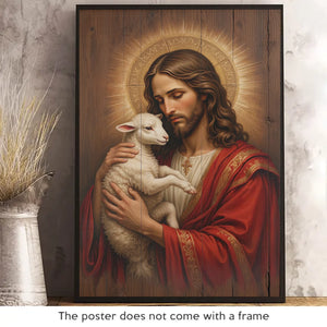 Safe In The Arms Of The Shepherd - Vertical Poster - Christian Gifts For All Believers, Jesus Lovers