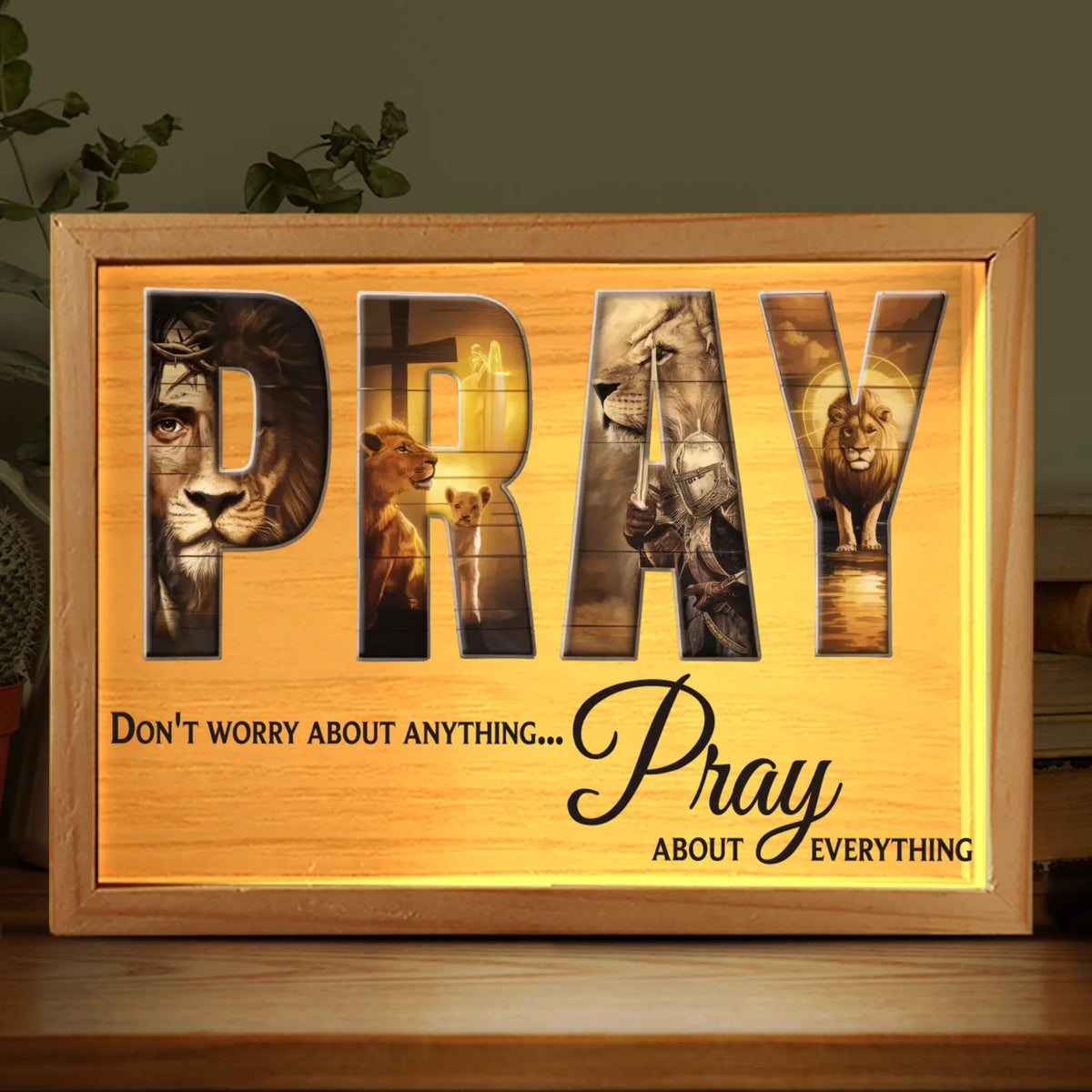Pray About Everything - Frame Light Box - Christian Gifts For All Believers, Jesus Lovers