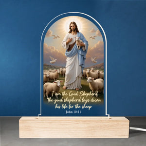 Jesus, Our Shepherd And Savior - Shaped Acrylic LED Light - Christian Gifts For All Believers, Jesus Lovers