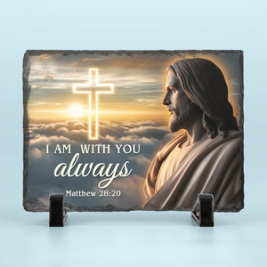 God Is Always With You - Rectangle Shaped Stone With Stand - Christian Gifts For All Believers, Jesus Lovers