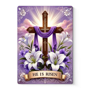 Risen With Glory - Home Decor Metal Sign - Christian Gifts For All Believers, Jesus Lovers