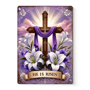 Glory To The Risen King - Home Decor Metal Sign - Christian Gifts For All Believers, Jesus Lovers