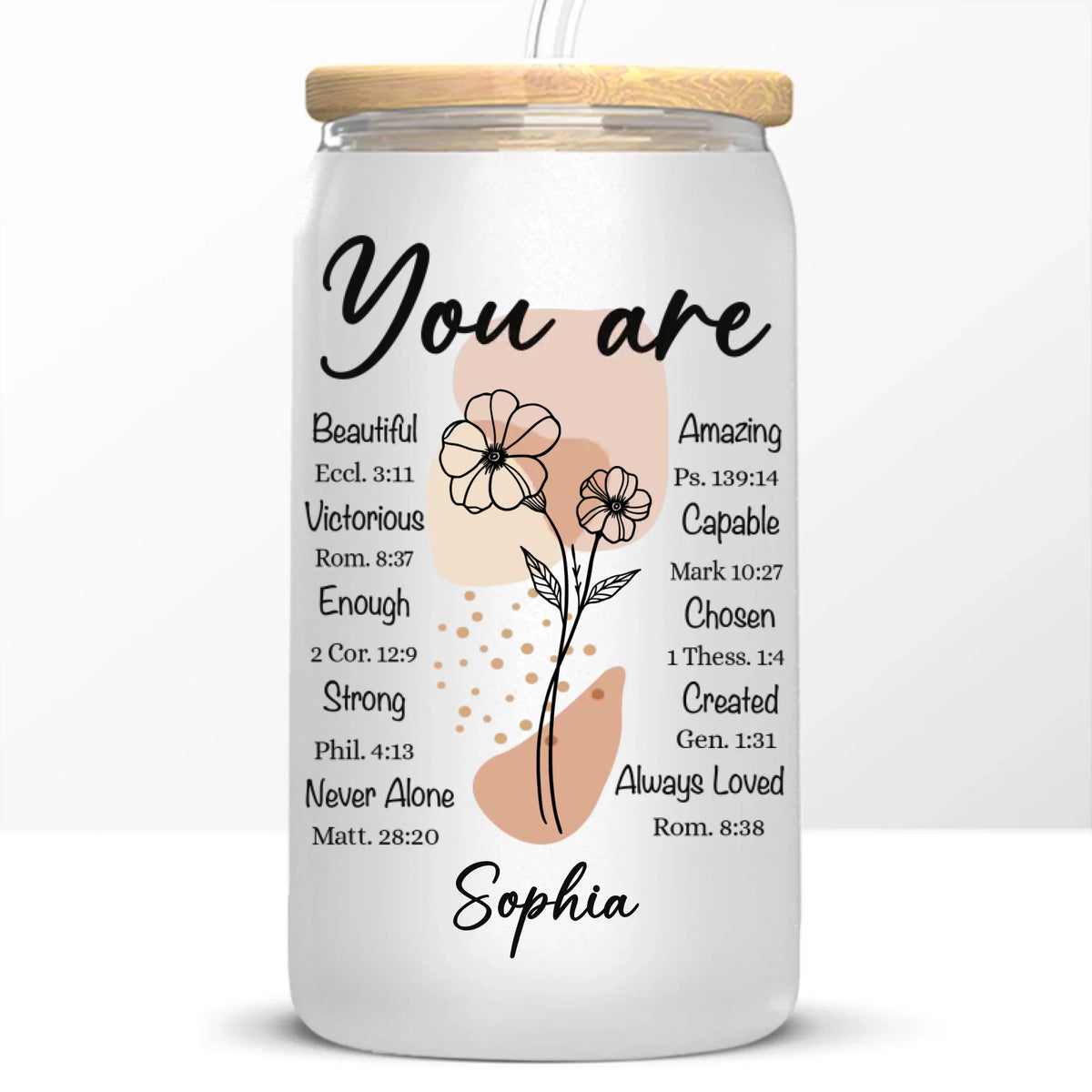 You Are Loved And Chosen - Personalized Custom Glass Cup, Iced Coffee Cup - Christian Gifts For All Believers, Jesus Lovers