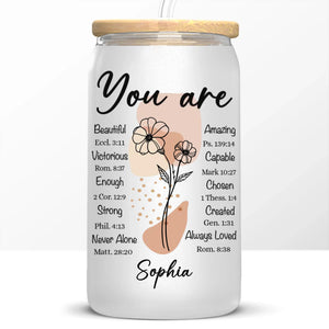 You Are Loved And Chosen - Personalized Custom Glass Cup, Iced Coffee Cup - Christian Gifts For All Believers, Jesus Lovers