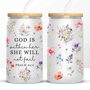 Faith Gives Strength Every Day - Glass Cup, Iced Coffee Cup - Christian Gifts For All Believers, Jesus Lovers