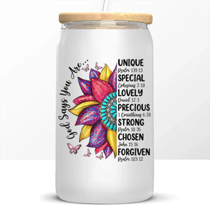 Let Your Faith Bloom - Personalized Custom Glass Cup, Iced Coffee Cup - Christian Gifts For All Believers, Jesus Lovers