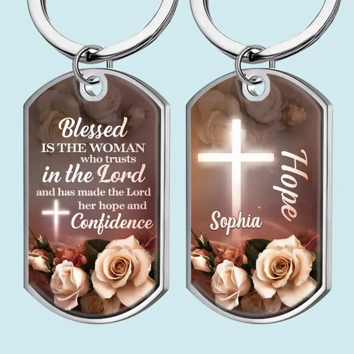 Blessed With His Love And Grace - Personalized Custom Keychain - Christian Gifts For All Believers, Jesus Lovers