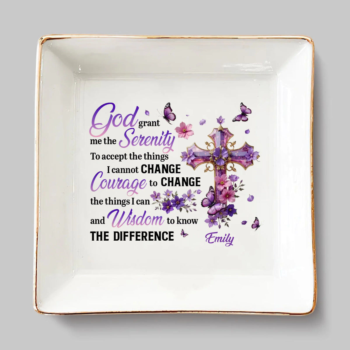 Faithful Prayers, Endless Love - Personalized Custom Jewelry Dish - Christian Gifts For All Believers, Jesus Lovers