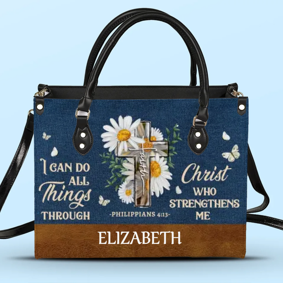 Faith Over Fear - Personalized Custom Leather Handbag - Christian Gifts For All Believers, Jesus Lovers